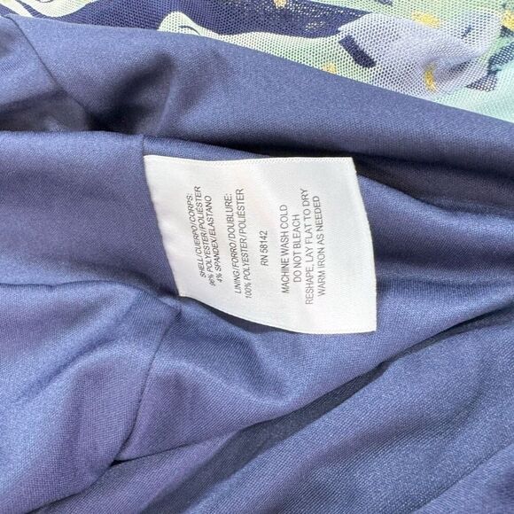 London Times Maxi Dress Womens 8 Petite Mesh Floral High Neck New - Picture 7 of 11